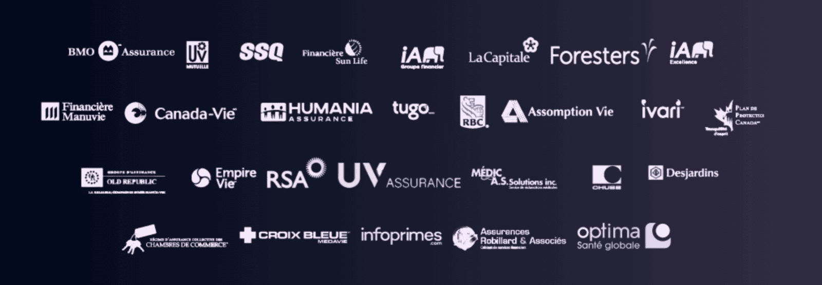 Logos des assureurs partenaires de Firme drh avantages sociaux